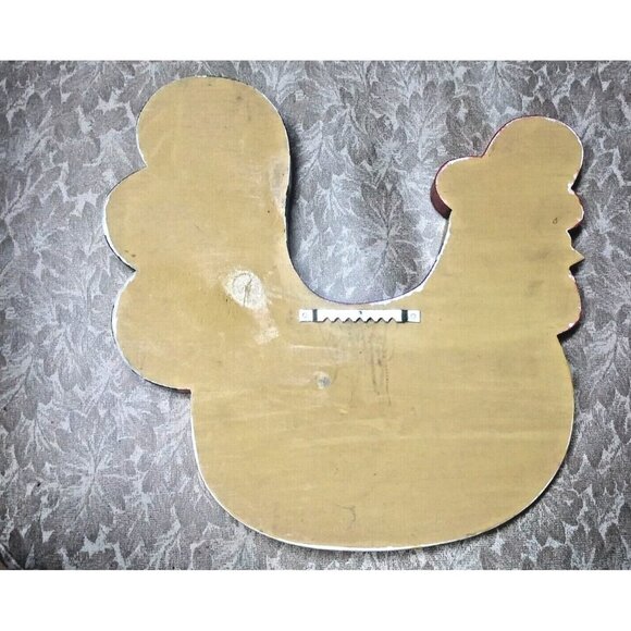 whimsical Rooster Figurine wood wall-hanging Multicolor & black white checkered - Picture 9 of 15